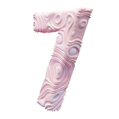 Beyaz arkaplanda 7 numaralı pembe