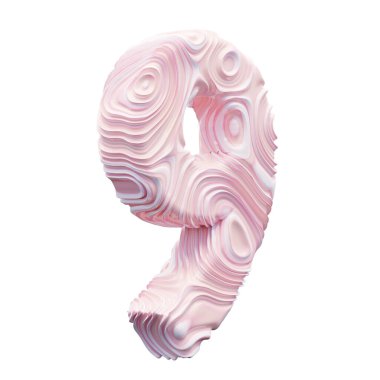 Beyaz arkaplanda pembe numara 9.