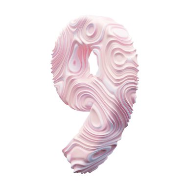 Beyaz arkaplanda pembe numara 9.