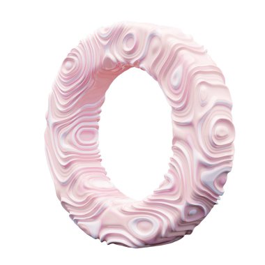 Pembe alfabe harfi O beyaz arkaplan üzerinde