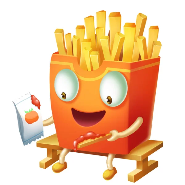 Chips French Fries Realistic Fantastic Characters Fantasy Nature Animals Concept — Stock Photo, Image