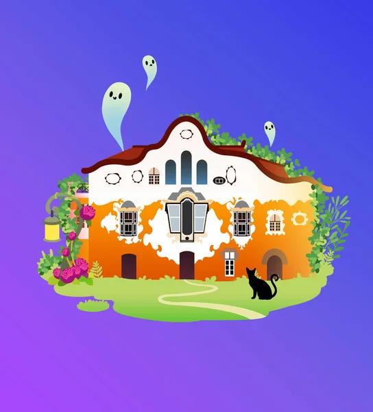 A Luxurious Villa. Big House on the Grass. A Haunted House Full of Vines. Concept Art. Book Illustration Clipart. Video Game Scene Object. Serious Digital Painting. CG Artwork.