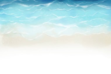 A Blue Sea with a lot of Ocean Wave. Watercolor Style Artwork Background. Book Illustration. Video Game Scene. Serious Digital Painting. CG Artwork Background.