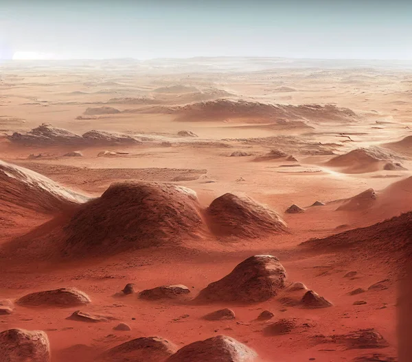 Planet Mars Surface. Alien Planets. Outer Space. New Land. Fantasy Backdrop. Concept Art. Realistic Illustration. Video Game Background. Digital Painting. CG Artwork. Scenery Artwork. Serious Painting