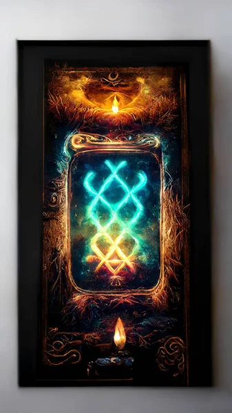 Neon Tarot Card Design. Poker Back Design. Greeting Card with Magic Light. Board Game Cards. Concept Art Scenery. Book Illustration. Video Game Scene. Serious Digital Painting. CG Artwork.