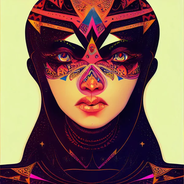 woman face on geometric objects. Character Design. Concept Art Characters. Book Illustration. Video Game Characters. Serious Digital Painting. CG Artwork Background.