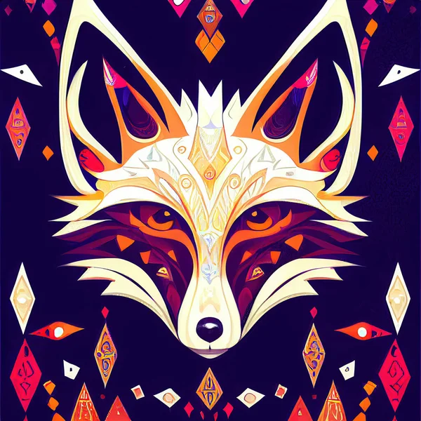 fox  face on geometric objects. Character Design. Concept Art Characters. Book Illustration. Video Game Characters. Serious Digital Painting. CG Artwork Background.