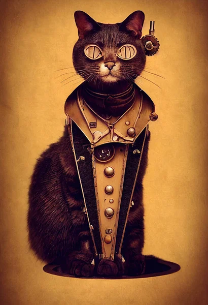 Steampunk Animal Characters. Medieval dress. beautiful Cat. Detective Police Spy.Character Design. Concept Art Characters. Book Illustration. Video Game Characters. Serious Painting.