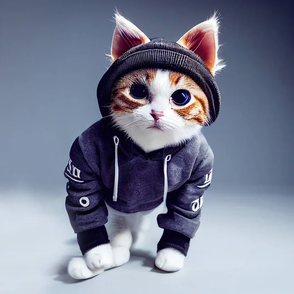 Clever and Beautiful cat with color Clothes. Character Design. Concept Art Characters. Book Illustration. Video Game Characters. Serious Digital Painting. CG Artwork .