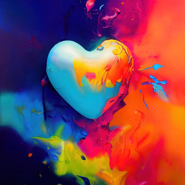 Human and Heart Health. Colorful Paint Splashing inside of a Heart. Cinematic Lighting. Concept Art Scenery. Book Illustration. Video Game Scene. Serious Digital Painting. CG Artwork Background.