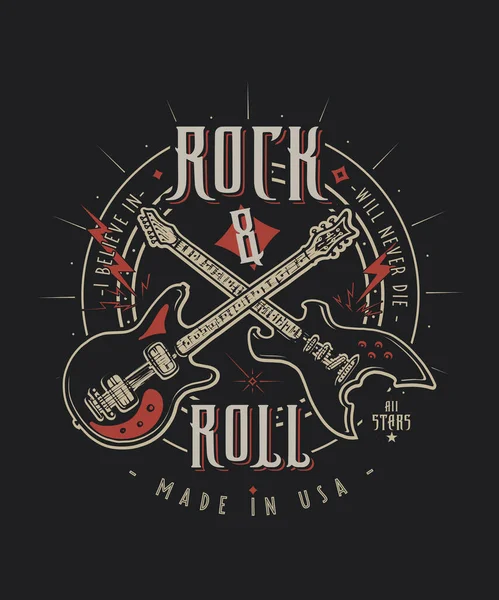 Design vintage della stampa Rock and roll — Vettoriale Stock