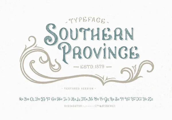 Czcionka Southern Province. Stara odznaka, etykieta, logo — Wektor stockowy