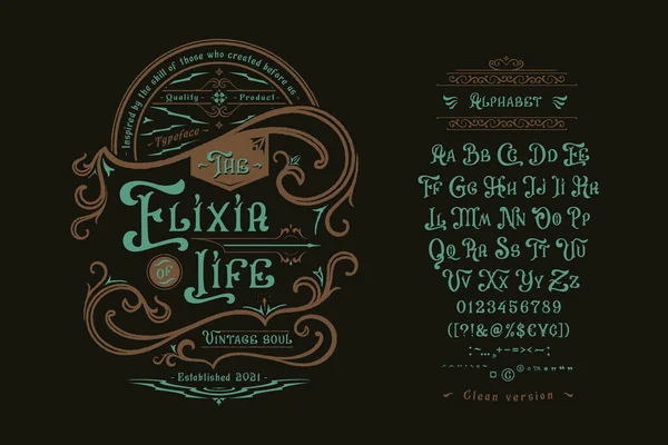 Grafische weergave lettertype The Elixir of Life — Stockvector