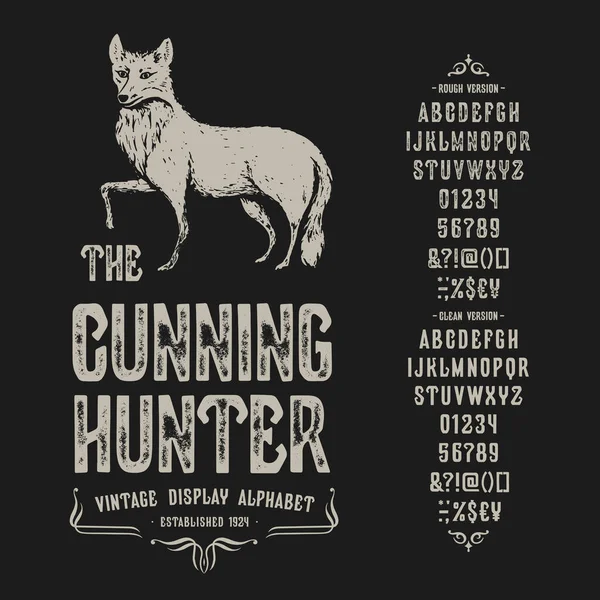 Lettertype The Cunning Hunter. Vintage lettertype ontwerp — Stockvector