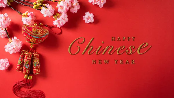 Decorações Festival Ano Novo Chinês Feitas Símbolo Boa Sorte Chinês — Fotografia de Stock
