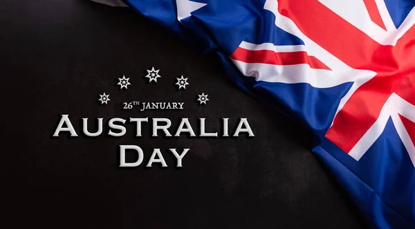Glad Australien Dag Koncept Australisk Flagga Mot Mörk Sten Bakgrund — Stockfoto