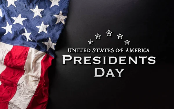Ευτυχισμένοι Πρόεδροι Έννοια Ημέρα Σημαία Των Ηνωμένων Πολιτειών Και Κείμενο — Φωτογραφία Αρχείου