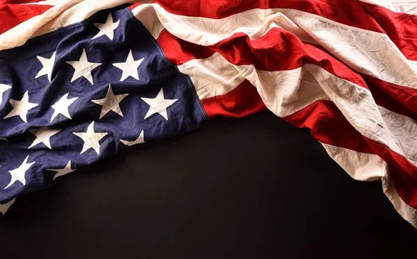 Happy Memorial Day Concept Made American Flag Dark Stone Background — Stock Photo, Image