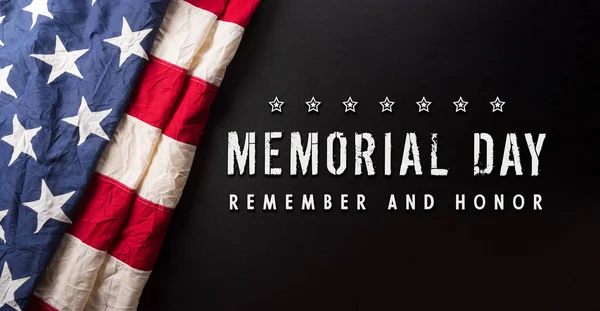 Happy Memorial Day Concept Made American Flag Text Dark Wooden —  Fotos de Stock