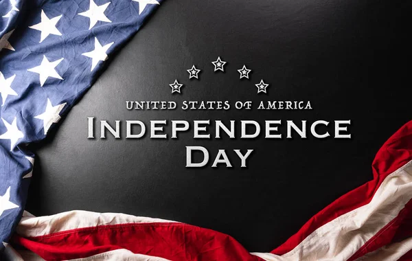 Happy Independence Day Concept Made American Flag Dark Wooden Background — Stock Photo, Image