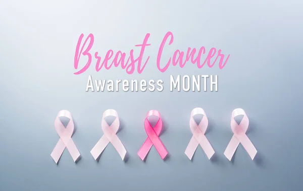 Pink Ribbon Pastel Paper Background Supporting Breast Cancer Awareness Month — Zdjęcie stockowe
