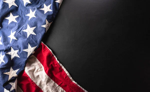 Happy Veterans Day Concept Made American Flag Dark Wooden Background — Stockfoto