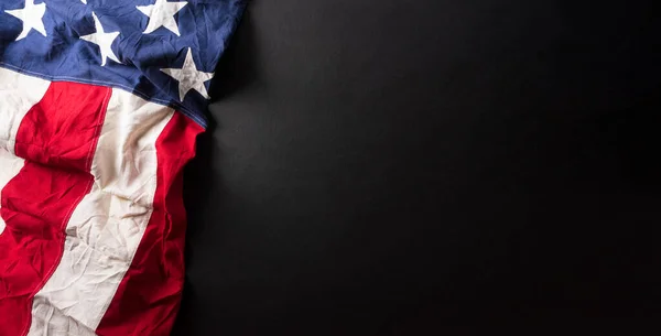 Glad Veteraner Dag Koncept Gjort Flagga Usa Mörk Bakgrund — Stockfoto