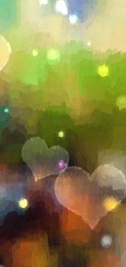 Işıl ışıl kalp şekilli güzel soyut arka plan bokeh ve fırça darbesi dokusu