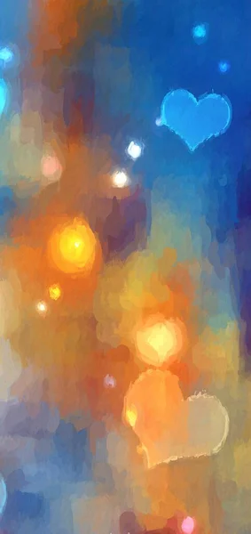 Beautiful Abstract Background Glitter Glow Heart Shape Bokeh Brush Stroke — Stock Photo, Image