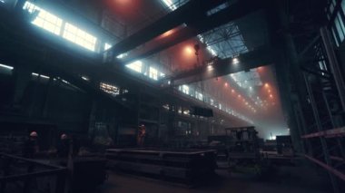 Çelik Fabrikası, Metalurji Fabrikası. Büyük Atölye İçi, Ağır Sanayi, Demir ve Çelik Yapımı