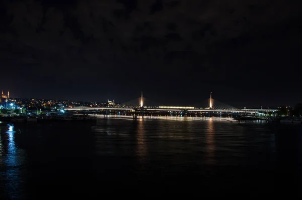 Nattljus Hagia Sophia Fullmåne Skymningen Istanbul Turkiet Lång Exponering Skott — Stockfoto