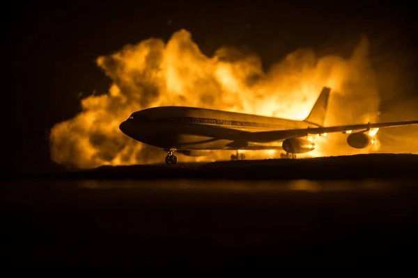 Air Crash Burning Falling Plane Plane Crashed Ground Decorated Toy — Stock Photo, Image