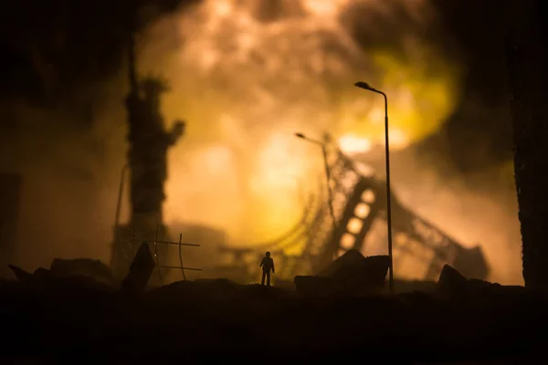 Concepto Guerra Nuclear Explosión Bomba Nuclear Vista Apocalíptica Del Centro — Foto de Stock