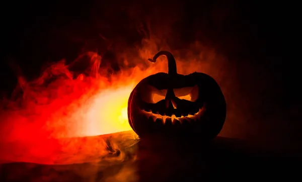 Halloween Kürbis Lächeln Und Gruselige Augen Für Die Partynacht Nahaufnahme — Stockfoto