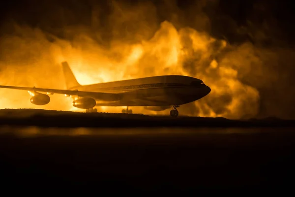 Air Crash Burning Falling Plane Plane Crashed Ground Decorated Toy — Stock Photo, Image