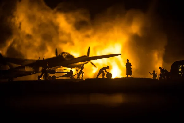 Alemão Junker Bombardeiro Nocturno Noite Decoração Obras Arte Com Modelo — Fotografia de Stock