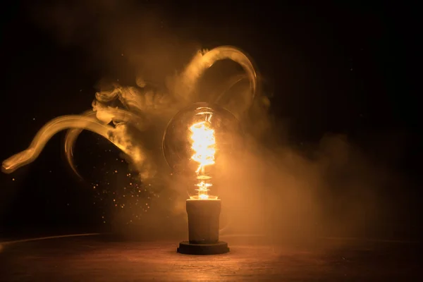 Gyönyörű Retro Luxus Belső Körte Világítás Lámpa Dekoráció Világít Sötétben — Stock Fotó