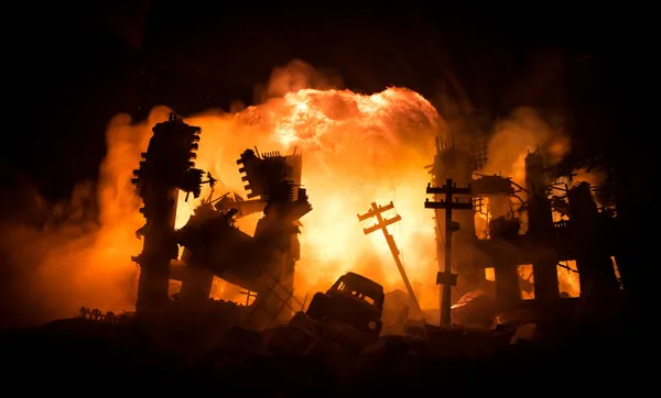 Концепція Апокаліпсису Ядерної Війни Вибух Ядерної Бомби Місті Місто Зруйноване — стокове фото