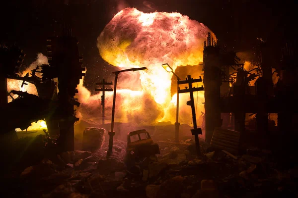 Konzept Der Apokalypse Des Atomkrieges Explosion Einer Atombombe Der Stadt — Stockfoto