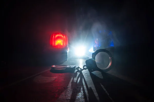 Una Redada Policial Por Noche Estás Bajo Concepto Arresto Silueta —  Fotos de Stock