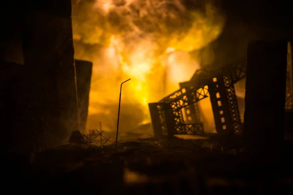 Концепція Ядерної Війни Вибух Ядерної Бомби Апокаліптичний Вид Місто Після — стокове фото