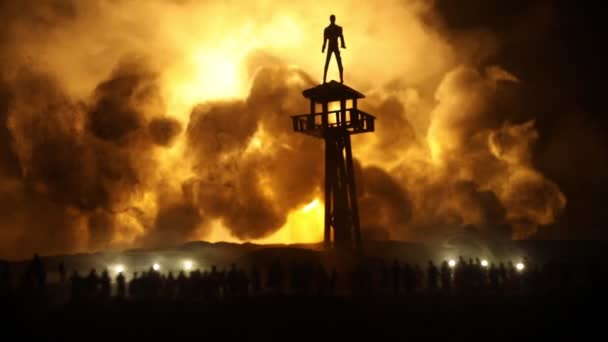 Decorazione Artistica Creativa Guerra Russa Ucraina Concetto Folle Guardando Esplosione — Video Stock