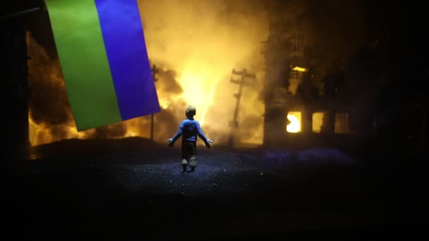 Decorarea Creativă Operelor Artă Conceptul Război Rusesc Ucraina Omul Uită — Videoclip de stoc