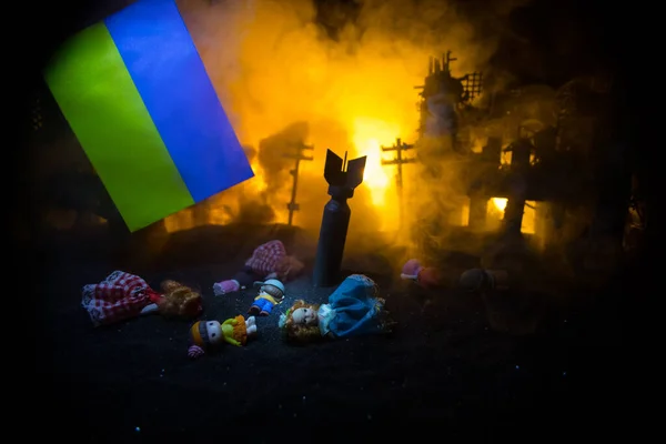 Morte Bambini Guerra Guerra Russa Ucraina Concetto Opera Arte Creativa — Foto Stock