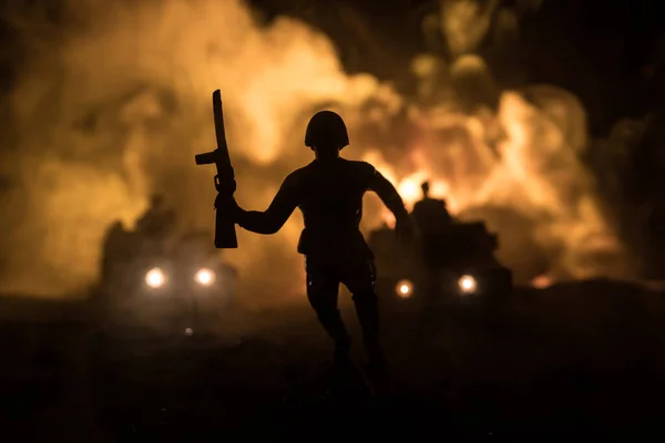 Guerra Entre Rússia Ucrânia Cena Batalha Fundo Céu Nevoeiro Guerra — Fotografia de Stock