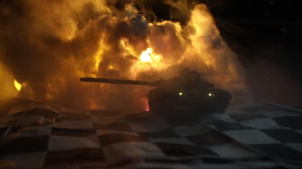 War Russia Ukraine Conceptual Video War Using Chess Board Tank — стокове відео
