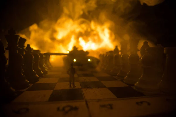 War Russia Ukraine Conceptual Image War Using Chess Board Tank — Fotografia de Stock