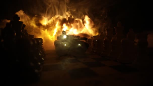 War Russia Ukraine Conceptual Video War Using Chess Board Tank — Stockvideo