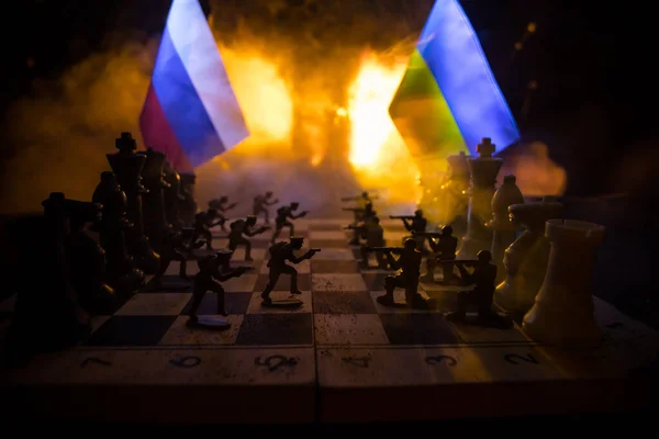 War Russia Ukraine Conceptual Image War Using Chess Board Soldiers —  Fotos de Stock