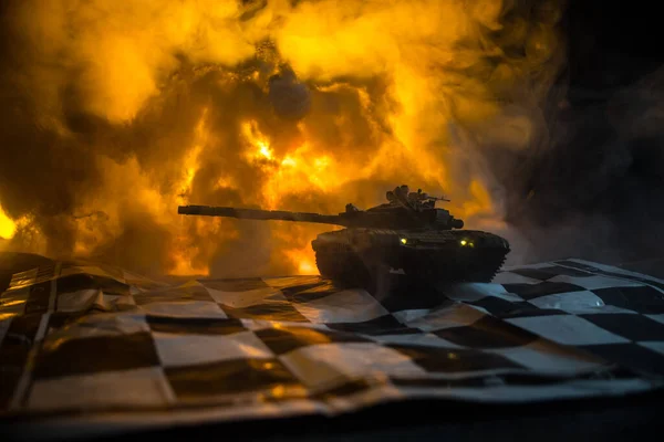 War Russia Ukraine Conceptual Image War Using Chess Board Tank — Stockfoto